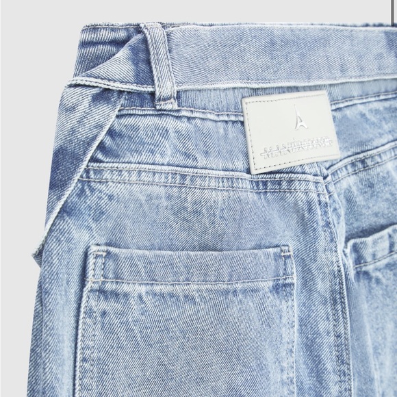 Maniere De Voir Women's Talia in Mid Blue Denim Strap Cargo Jeans Size 8 - Picture 6 of 13